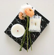 Load image into Gallery viewer, Handblown, Italian glass candle with notes of lavender, bergamot, helichrysum, sage, and peppermint.